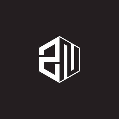ZN Z N NZ Logo monogram hexagon with black background negative space style