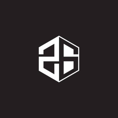 ZG Z G GZ Logo monogram hexagon with black background negative space style