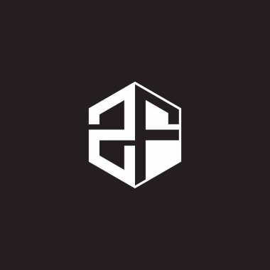 ZF Z F FZ Logo monogram hexagon with black background negative space style