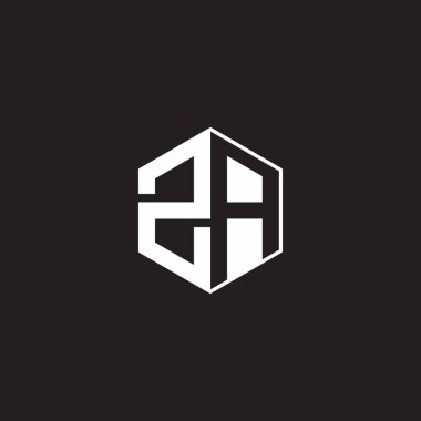 ZA Z A AZ Logo monogram hexagon with black background negative space style