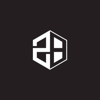 ZB Z B BZ Logo monogram hexagon with black background negative space style