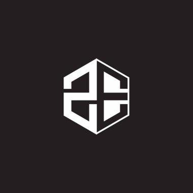 ZE Z E EZ Logo monogram hexagon with black background negative space style