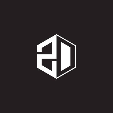 ZD Z D DZ Logo monogram hexagon with black background negative space style