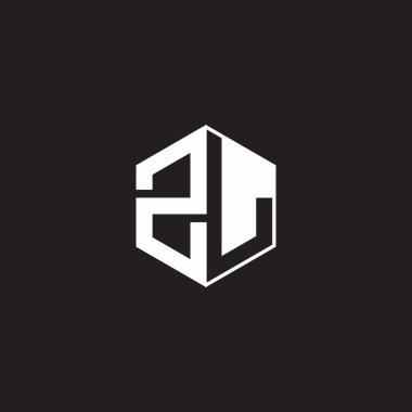 ZL Z L LZ Logo monogram hexagon with black background negative space style