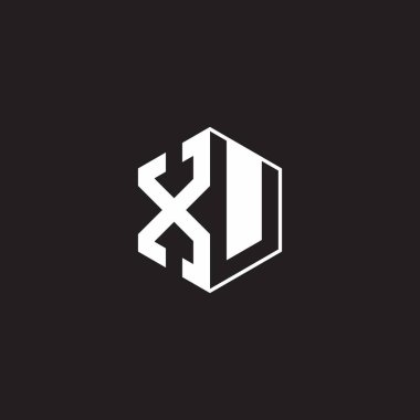 XU X U UX Logo monogram hexagon with black background negative space style