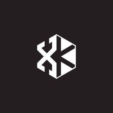 XK Logo monogram hexagon with black background negative space style