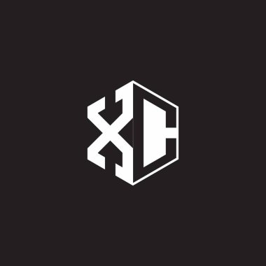 XC X C CX Logo monogram hexagon with black background negative space style