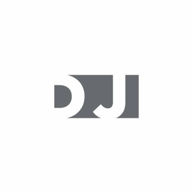 DJ Logo monogram with negative space style design template isolated on white background