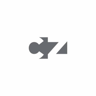 Beyaz arkaplanda izole edilmiş negatif uzay tarzı tasarım şablonu içeren CZ logo monogramı