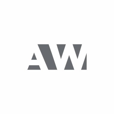 Beyaz arkaplanda izole edilmiş negatif uzay tarzı tasarım şablonuna sahip AW Logo monogramı