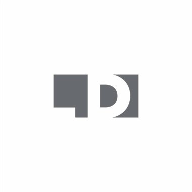 Beyaz arkaplanda izole edilmiş, negatif uzay biçimi tasarım şablonuna sahip LD Logo monogramı