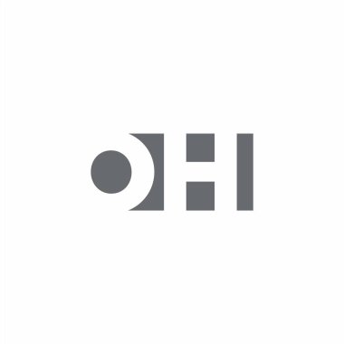 Beyaz arkaplanda izole edilmiş negatif uzay tasarım şablonuna sahip OH logo monogramı