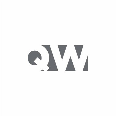 Beyaz arkaplanda izole edilmiş negatif uzay tarzı tasarım şablonuna sahip QW Logo monogramı