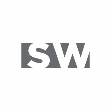 Beyaz arkaplanda izole edilmiş negatif uzay tarzı tasarım şablonuna sahip SW Logo monogramı