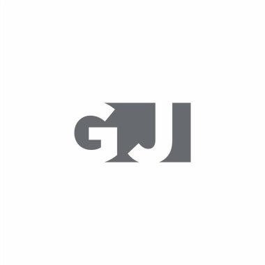 Beyaz arkaplanda izole edilmiş negatif uzay tarzı tasarım şablonuna sahip GJ logo monogramı