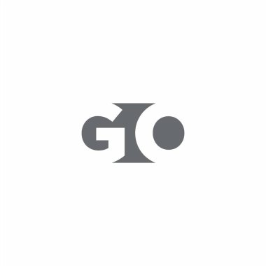 GO logo monogramı, beyaz arkaplanda izole edilmiş negatif uzay biçimi tasarım şablonu