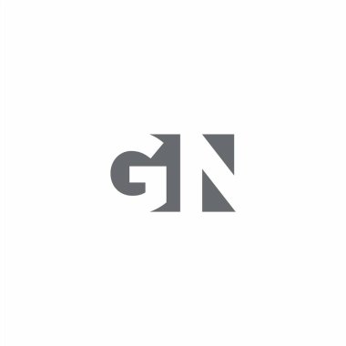 Beyaz arkaplanda izole edilmiş negatif uzay tarzı tasarım şablonuna sahip GN logo monogramı