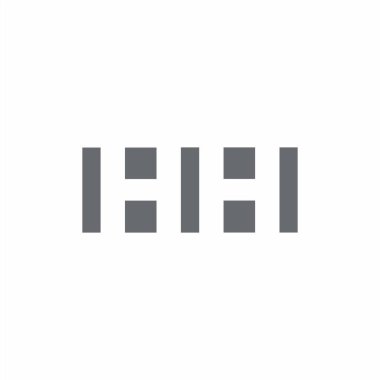 Beyaz arkaplanda izole edilmiş negatif uzay tarzı tasarım şablonuna sahip HH logo monogramı