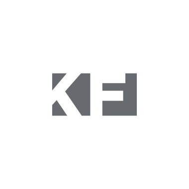 Beyaz arkaplanda izole edilmiş negatif uzay tarzı tasarım şablonuna sahip KF Logo monogramı