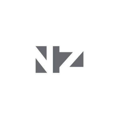 Beyaz arkaplanda izole edilmiş negatif uzay tarzı tasarım şablonuna sahip NZ logo monogramı