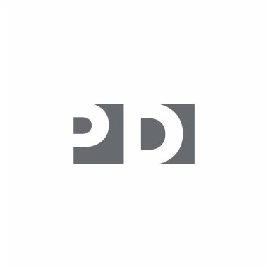 Beyaz arkaplanda izole edilmiş negatif boşluk tasarım şablonuna sahip PD logo monogramı