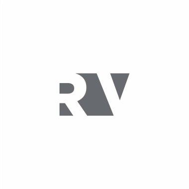 Beyaz arkaplanda izole edilmiş negatif uzay tarzı tasarım şablonu içeren RV logo monogramı