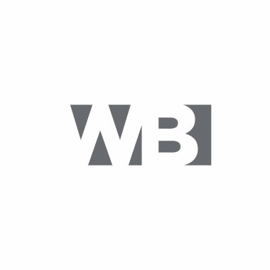 Beyaz arkaplanda izole edilmiş negatif uzay tarzı tasarım şablonuna sahip WB Logo monogramı