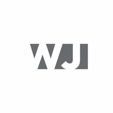 Beyaz arkaplanda izole edilmiş negatif uzay tarzı tasarım şablonuna sahip WJ Logo monogramı