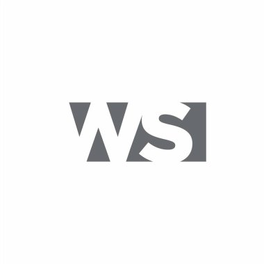 Beyaz arkaplanda izole edilmiş negatif uzay tarzı tasarım şablonuna sahip WS Logo monogramı