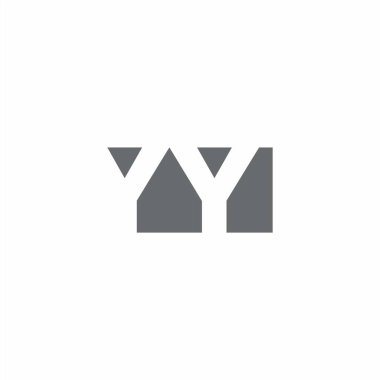 Beyaz arkaplanda izole edilmiş negatif uzay tarzı tasarım şablonuna sahip YY logo monogramı