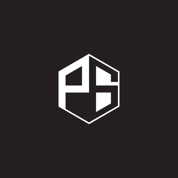 Logo Monogram Hexagon Black Background Negative Space Style — Wektor stockowy