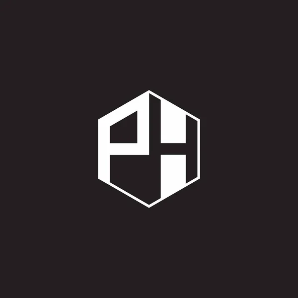 Logo Monogram Hexagon Black Background Negative Space Style — Wektor stockowy