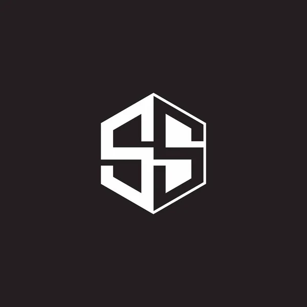 Logo Monogram Hexagon Black Background Negative Space Style — 图库矢量图片