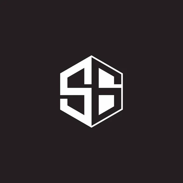 Logo Monogram Hexagon Black Background Negative Space Style — Wektor stockowy