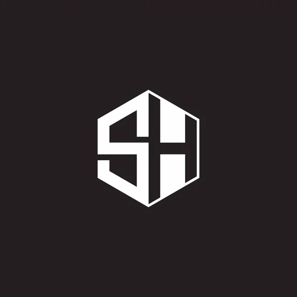 Logo Monogram Hexagon Black Background Negative Space Style — Wektor stockowy