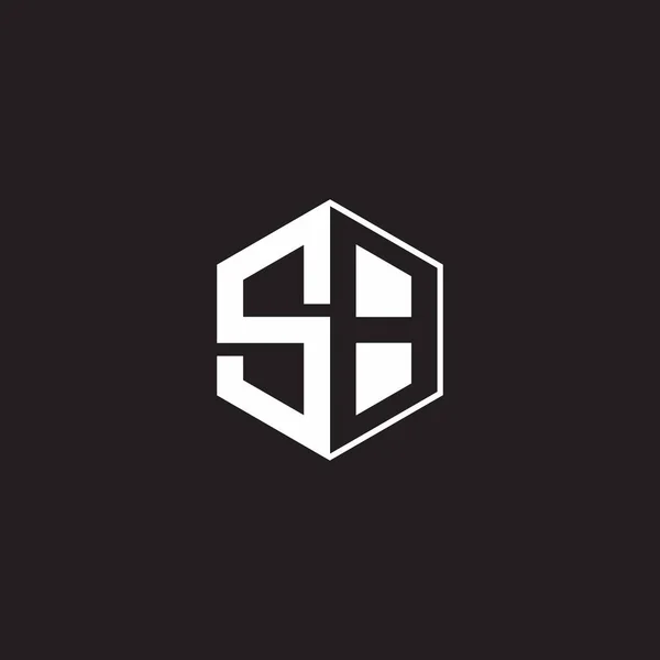 Logo Monogram Hexagon Black Background Negative Space Style — Stockvector