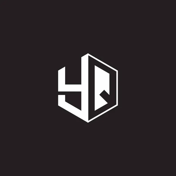 Logo Monogram Hexagon Black Background Negative Space Style — Vetor de Stock