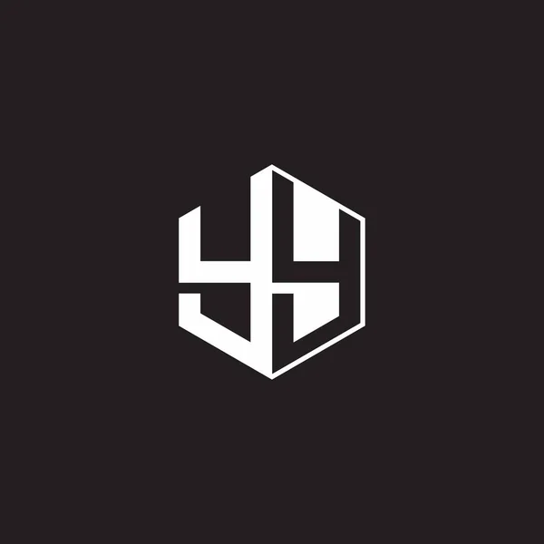 Logo Monogram Hexagon Black Background Negative Space Style — Image vectorielle