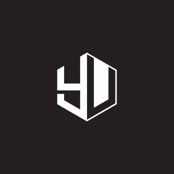 Logo Monogram Hexagon Black Background Negative Space Style — Vetor de Stock