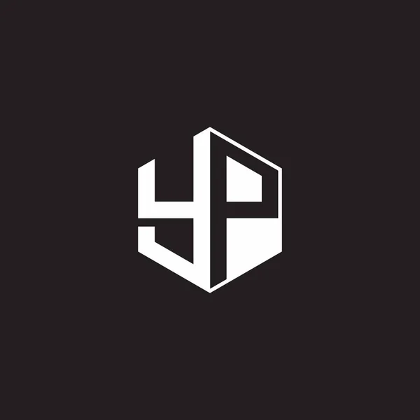 Logo Monogram Hexagon Black Background Negative Space Style — 스톡 벡터
