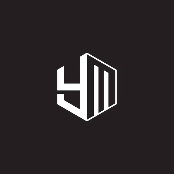 Logo Monogram Hexagon Black Background Negative Space Style — Stockový vektor