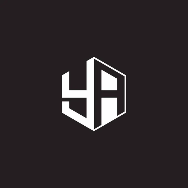 Logo Monogram Hexagon Black Background Negative Space Style — Image vectorielle