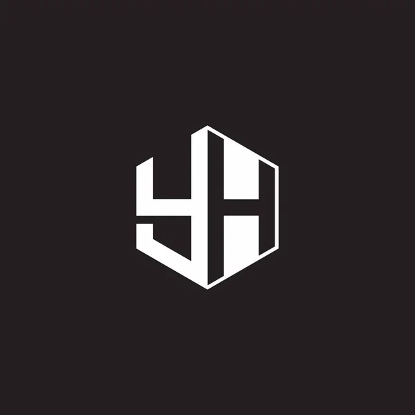 Logo Monogram Hexagon Black Background Negative Space Style — Stock Vector
