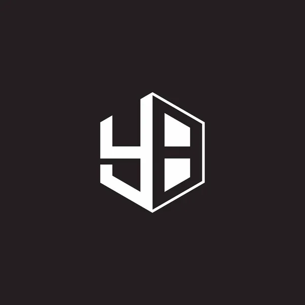 Logo Monogram Hexagon Black Background Negative Space Style — стоковый вектор