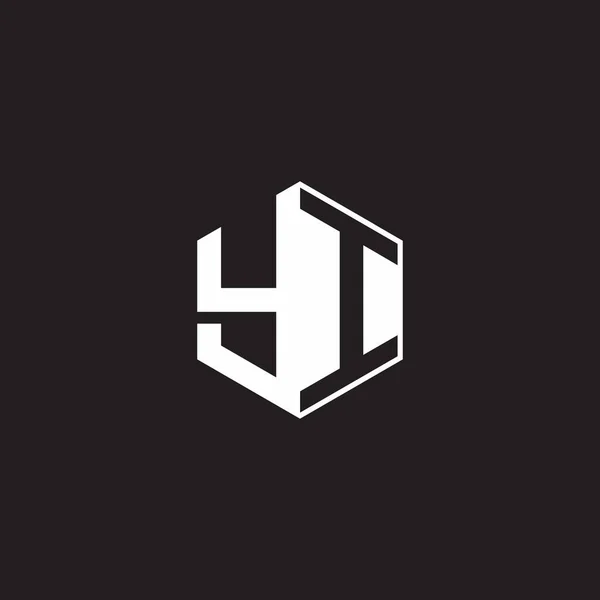 Logo Monogram Hexagon Black Background Negative Space Style — 스톡 벡터