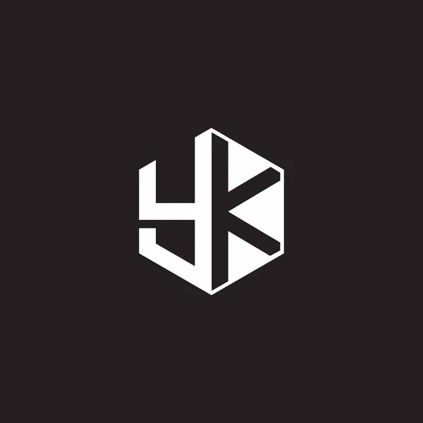YK Y K KY Logo monogram hexagon with black background negative space style