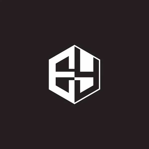 Logo Monogram Hexagon Black Background Negative Space Style — Image vectorielle
