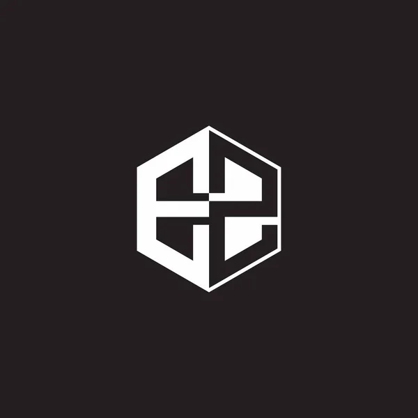 Logo Monogram Hexagon Black Background Negative Space Style — Διανυσματικό Αρχείο