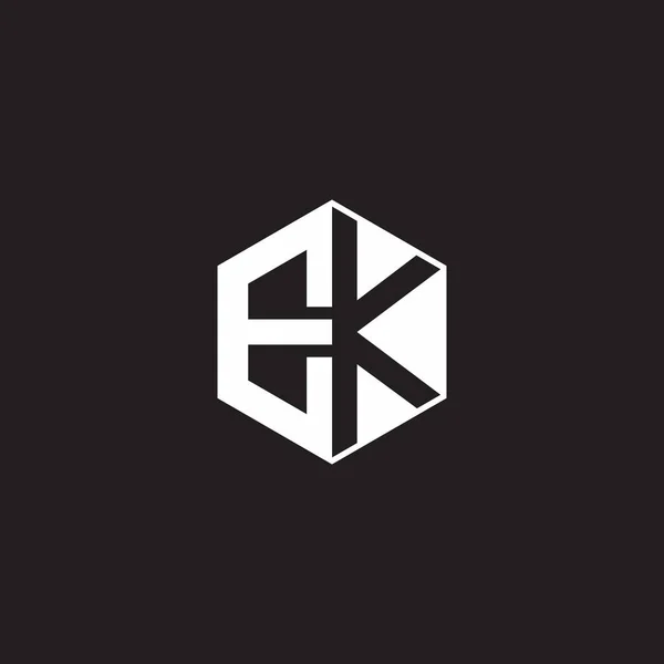 Logo Monogram Hexagon Black Background Negative Space Style — Image vectorielle