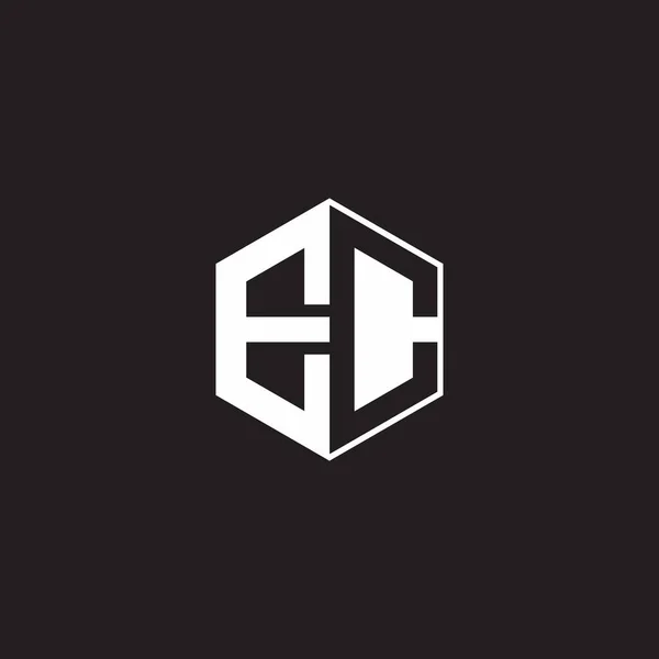 Logo Monogram Hexagon Black Background Negative Space Style — 图库矢量图片